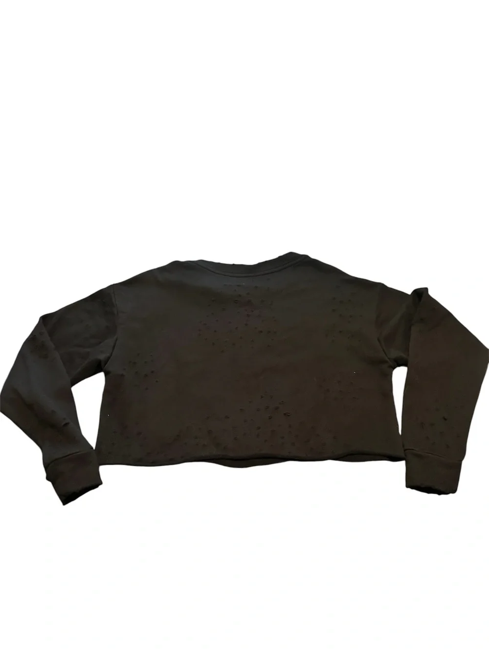 ALO Yoga Black Fierce Distressed Cropped Sweatshirt Size Medium EUC